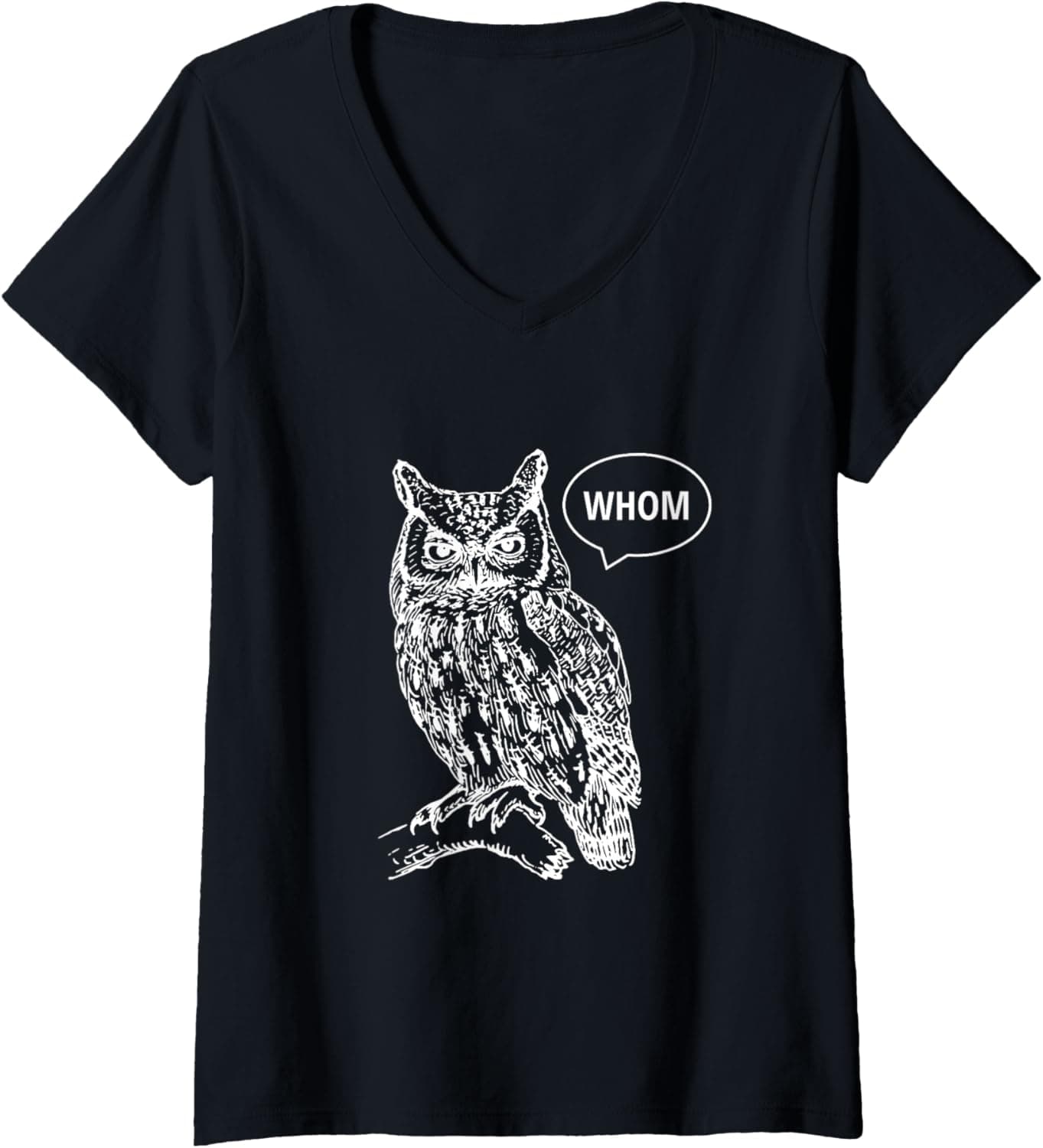 Womens Owl Whom V-Neck T-Shirt